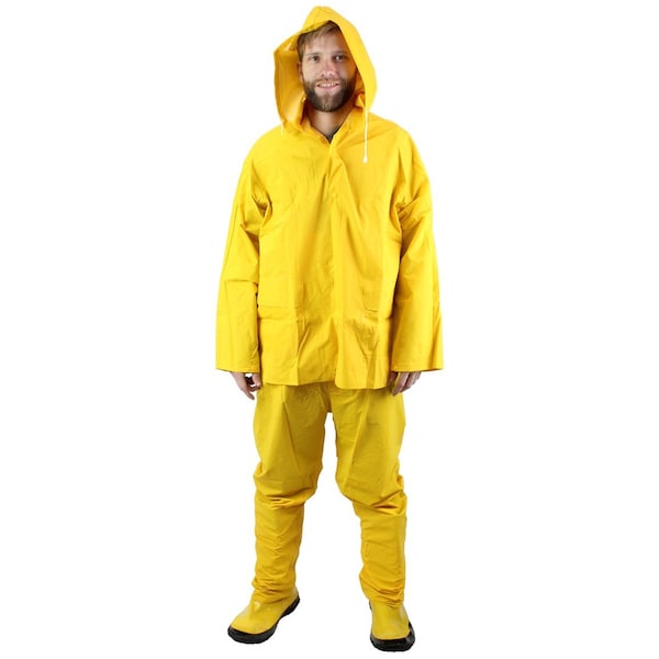 The Brush Man Economy 3-Piece Rainsuit, Pvc Exterior, Poly Interior, Size Large, 10PK RAIN-SUIT-L - main